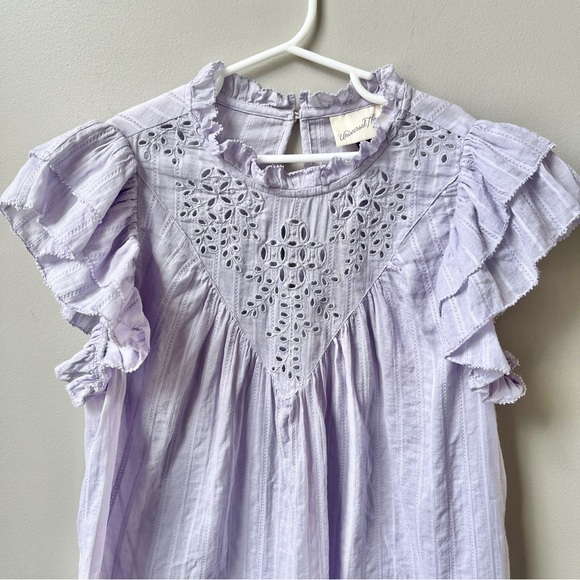 Universal Thread Top Women's Small Lilac Purple 100% Cotton Cottage Eyelet Beach - Picture 4 of 12
